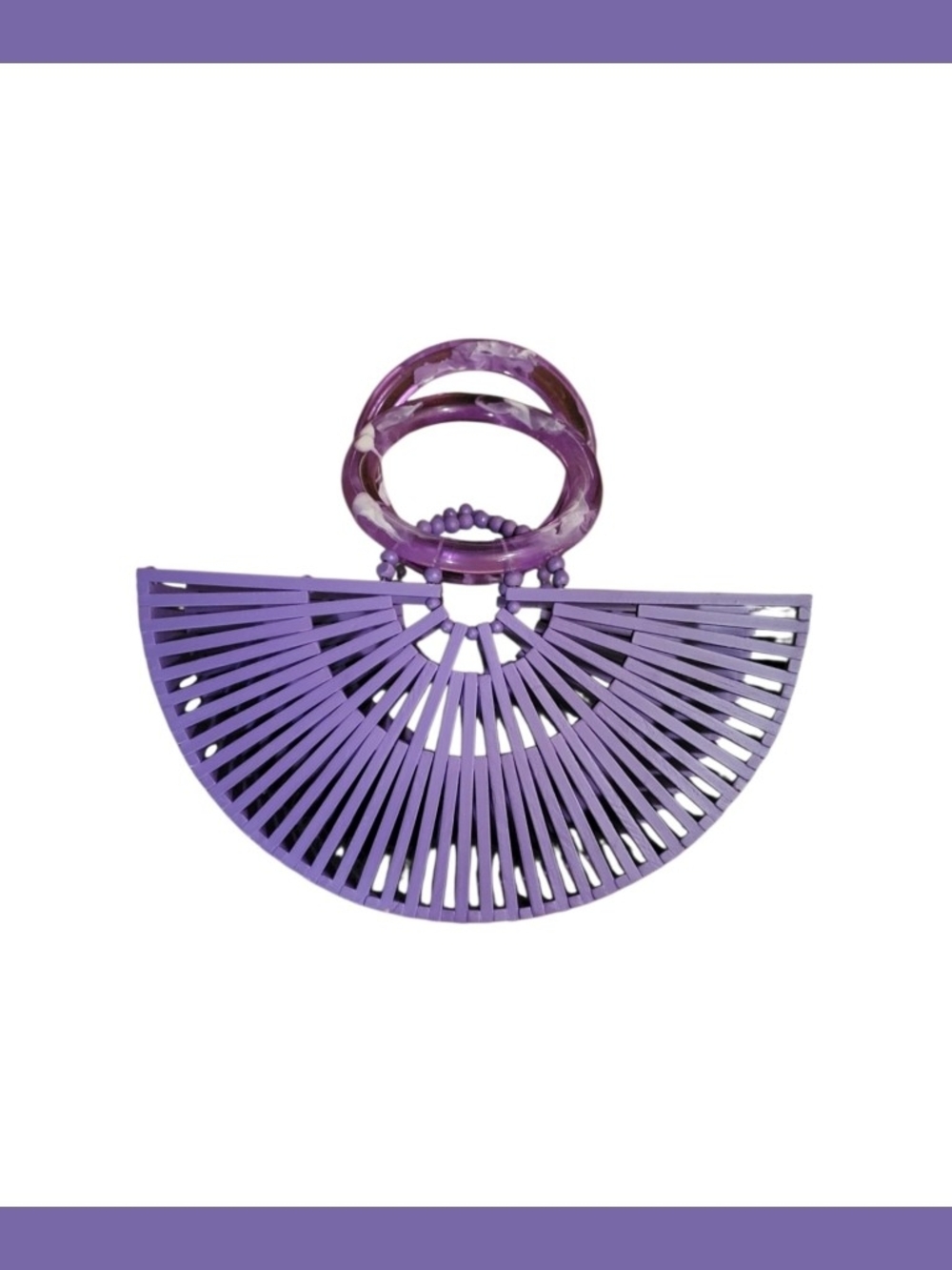 Lavender Arc Slatted Mini Bag with Circular Handle